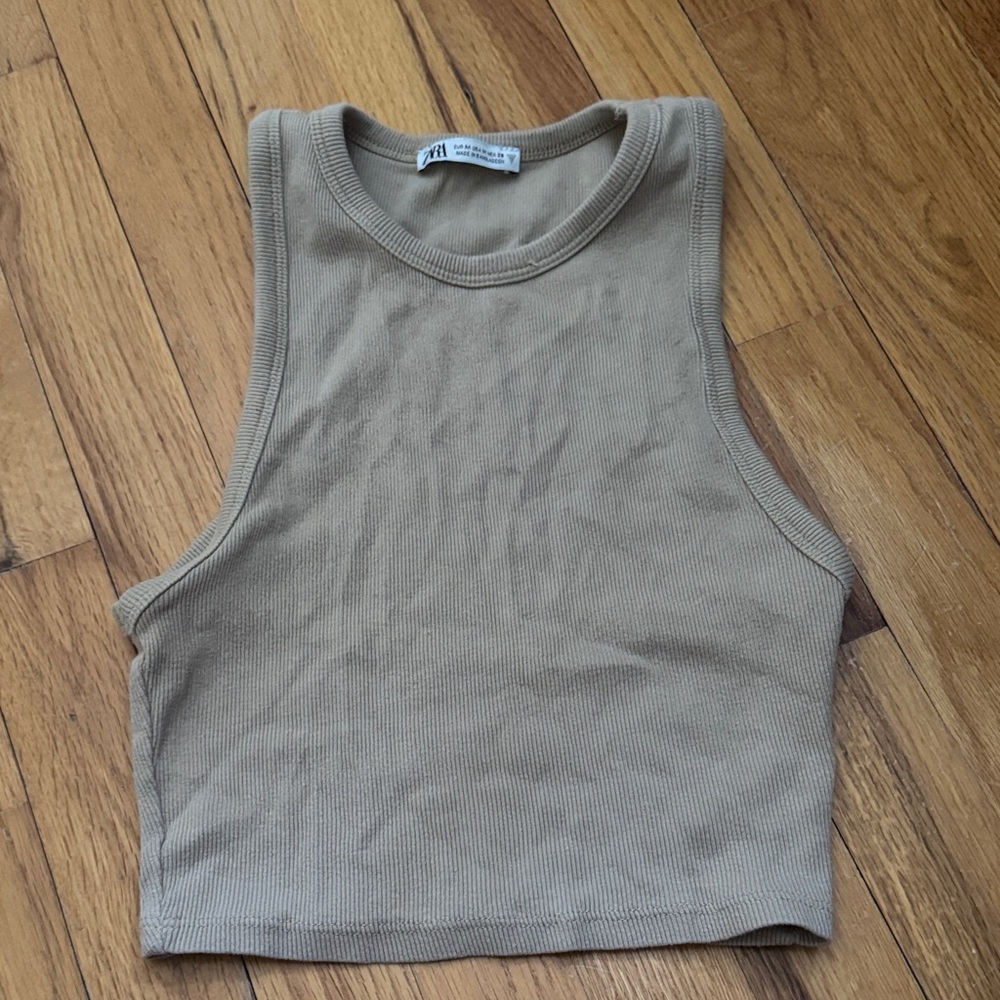Zara tan crop tank